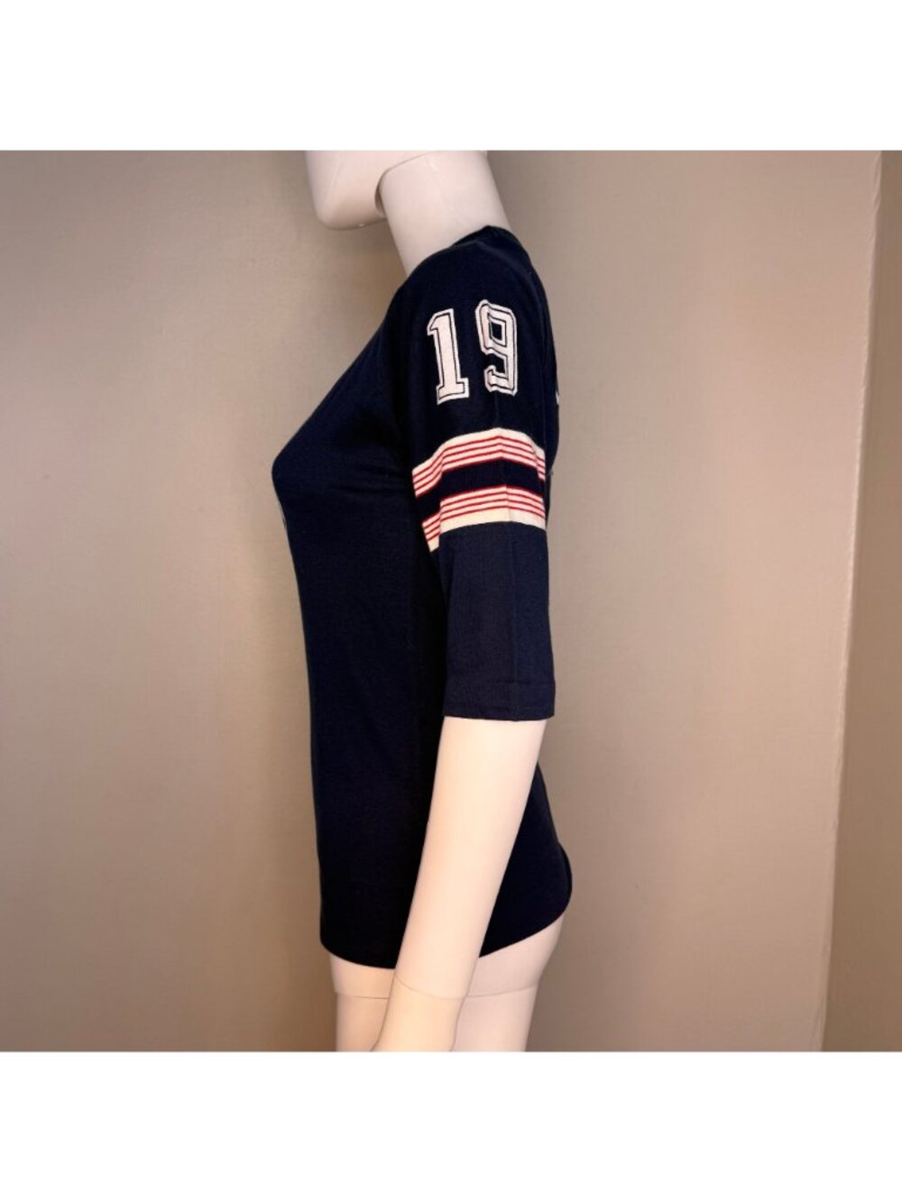 Vintage 1960s/70s Kids Navy Blue Jersey T-Shirt, Number 19, Never Iron by Campu - Picture 2 of 7